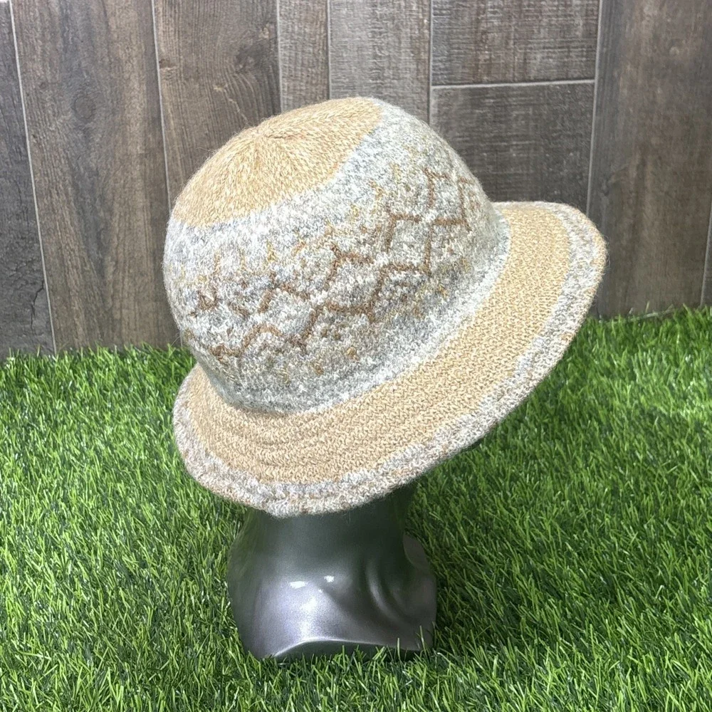 Vintage Italian Wool Blend Cloche Bucket Hat Boho Coastal Luxe Euro Chic - Picture 3 of 8